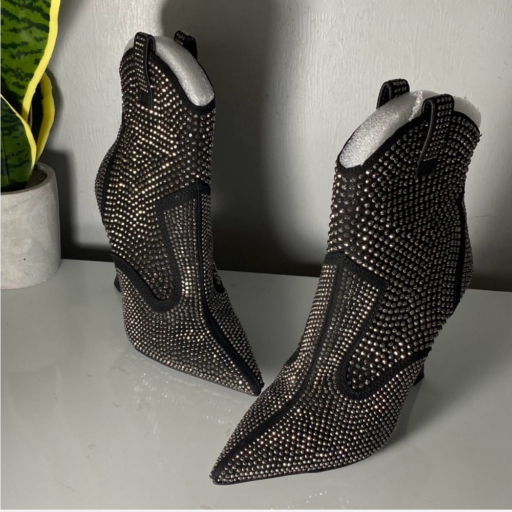 INC International Concepts Black Studded Heeled Boots‎